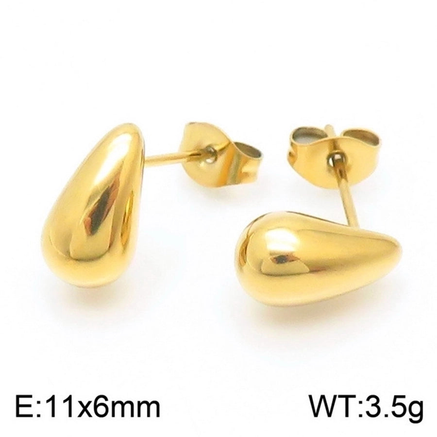 Water Droplets Stainless Steel 18K Gold Plated Ear Studs