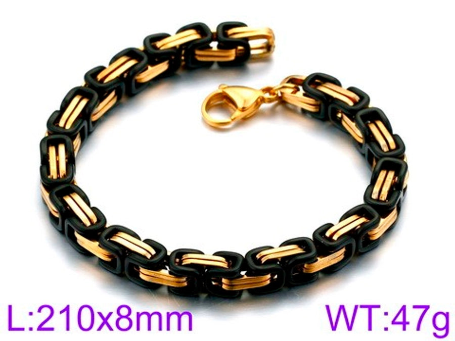 Simple style splicing solid color titanium steel plating 18k gold plated men's bracelets