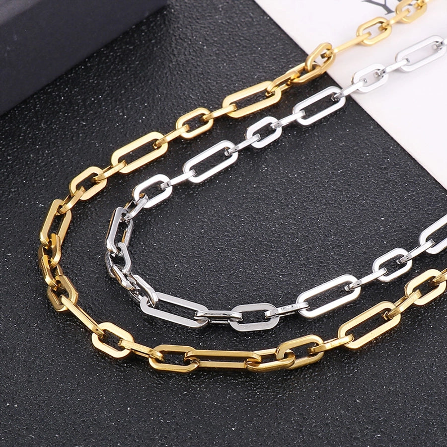 Titanium Steel 18K Gold Plated  Rock Patchwork Solid Color Necklace