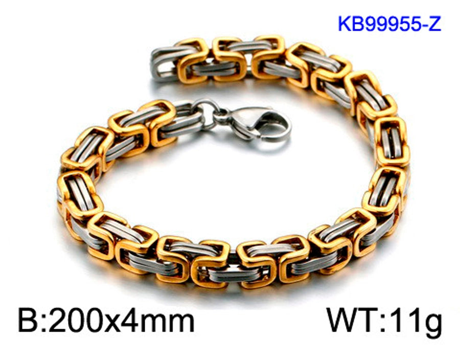 Simple style splicing solid color titanium steel plating 18k gold plated men's bracelets