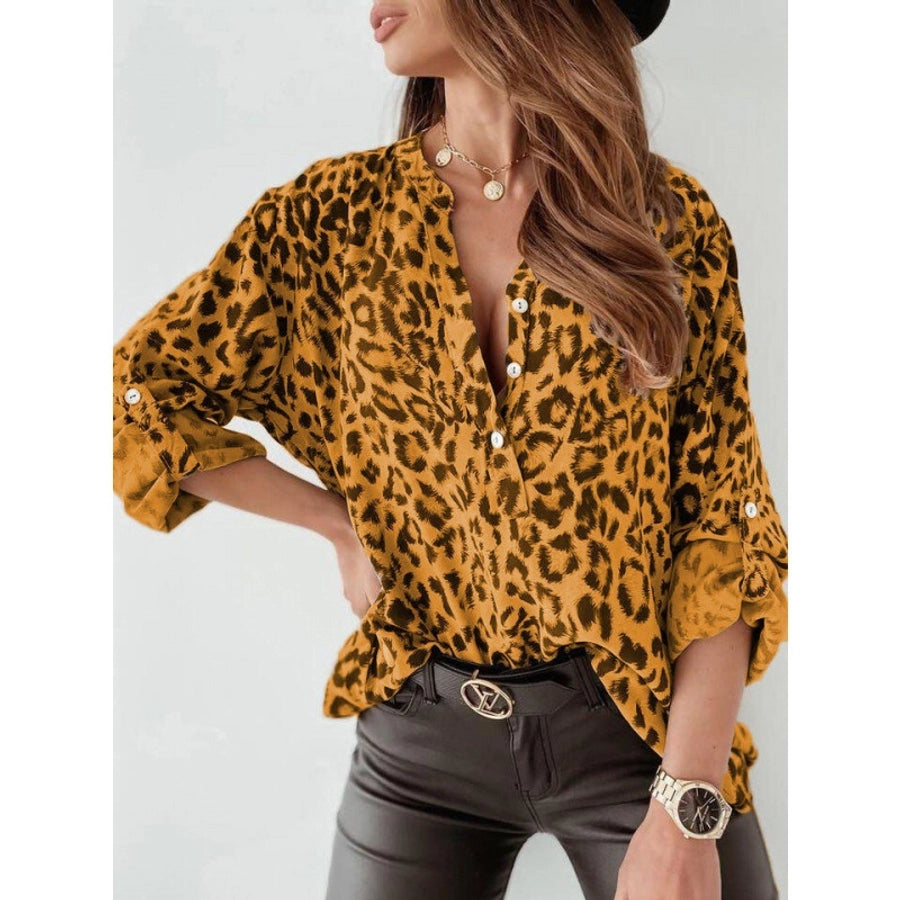 Women's Blouse Long Sleeve Blouses Simple Style Classic Style Leopard