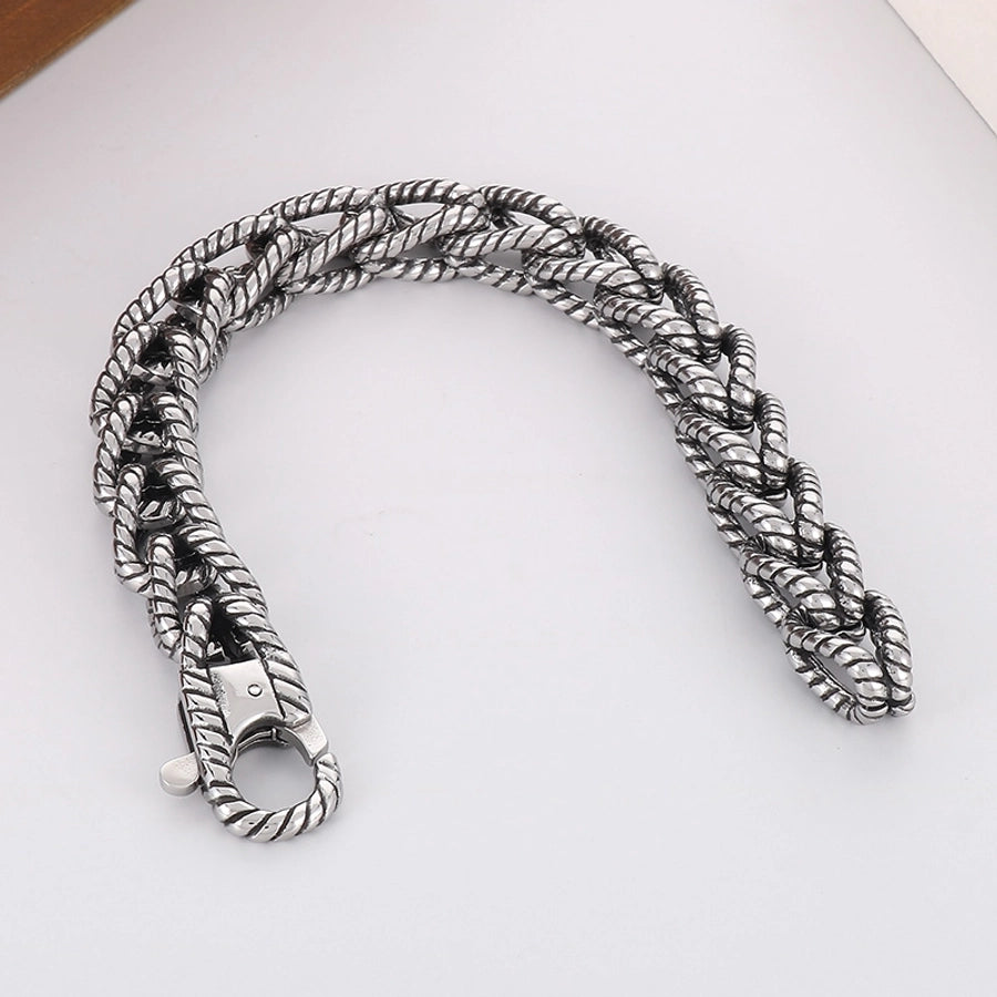 retro streetwear solid color titanium steel polishing men's bracelets