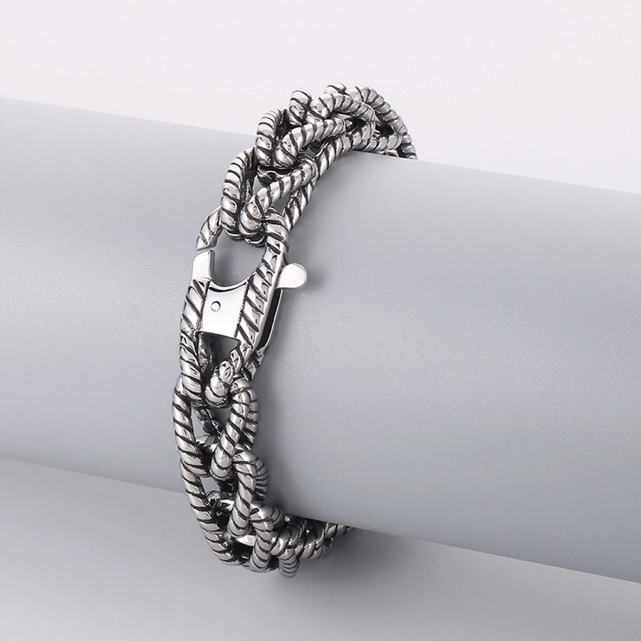 retro streetwear solid color titanium steel polishing men's bracelets