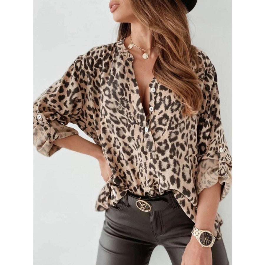 Women's Blouse Long Sleeve Blouses Simple Style Classic Style Leopard