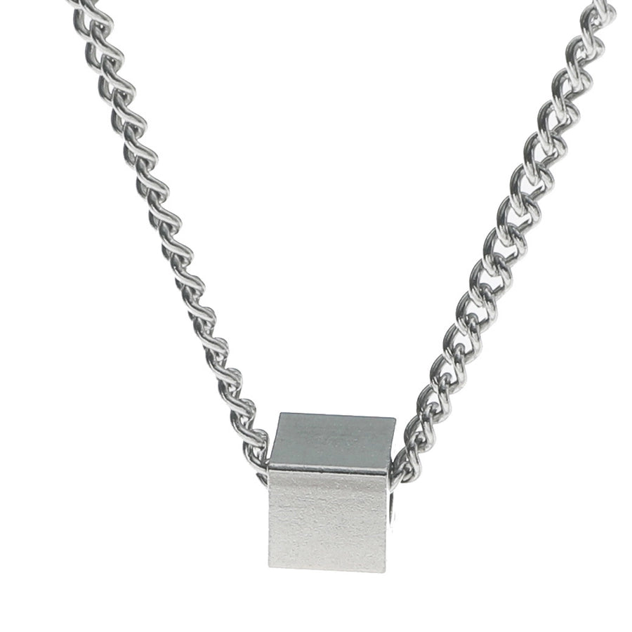 simple style cube pendant titanium steel necklace  jewelry