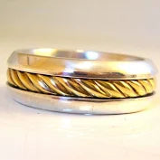 S925 Gold Plated Cable  Band Ring 2 tones