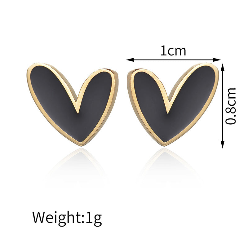 elegant lady commute heart shape plating stainless steel 18k gold plated ear studs