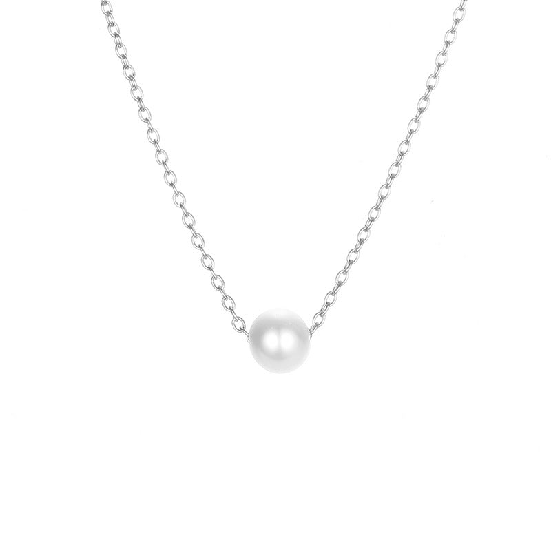 explosion accessories simple pearl pendant stainless steel gold-plated necklace clavicle chain distribution