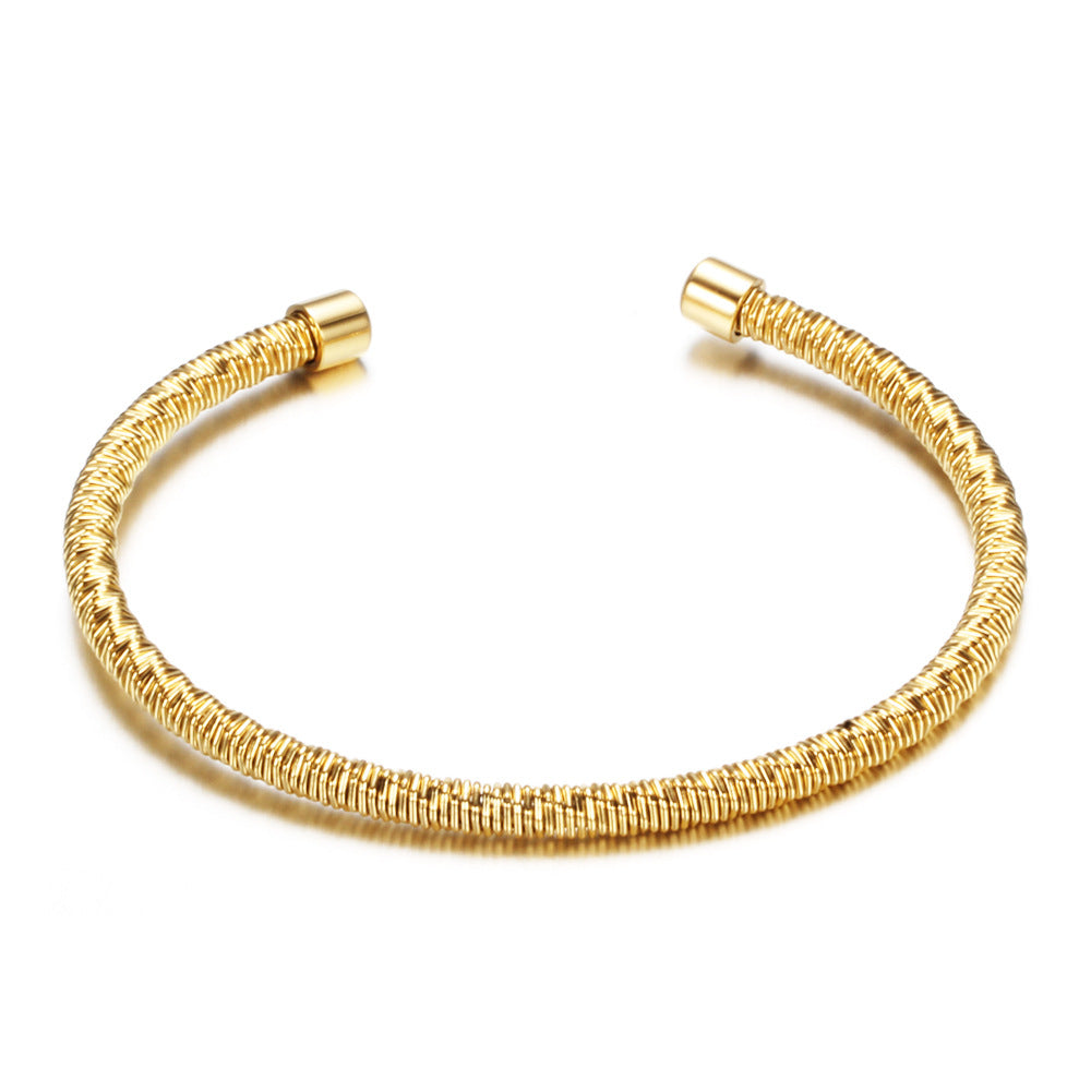 simple style solid color titanium steel plating gold plated bangle