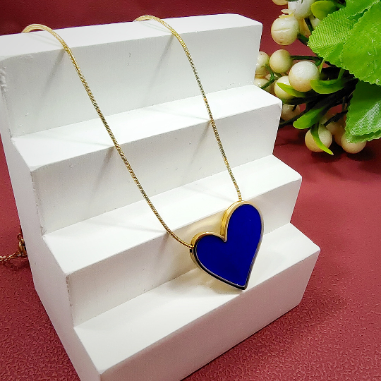 Princess cute simple style heart shape stainless steel plating inlay shell 18k gold plated earrings necklace