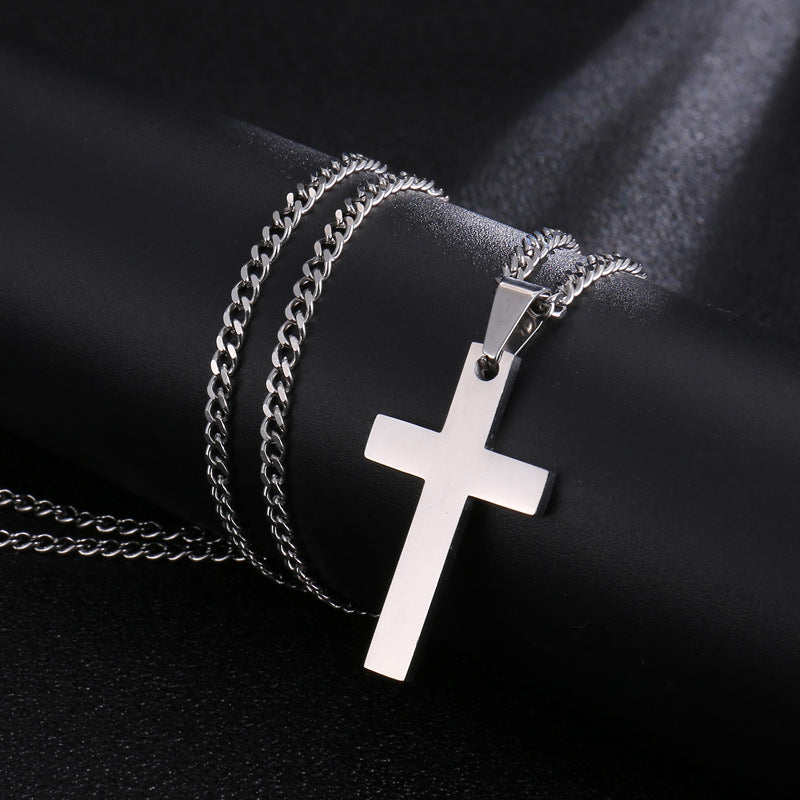 commute cross stainless steel unisex pendant necklace