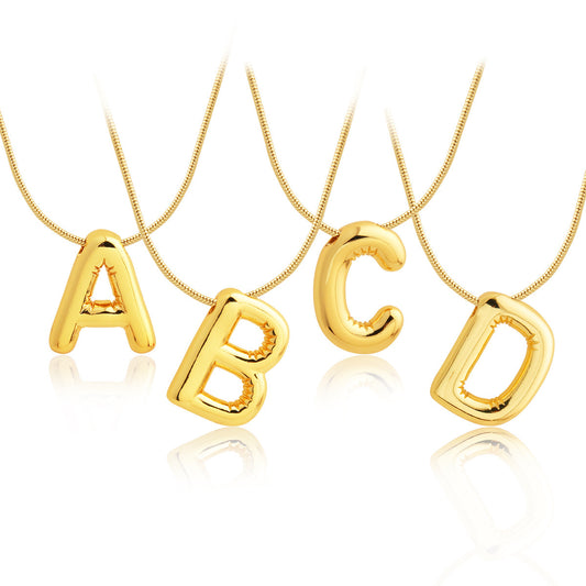 simple style letter stainless steel plating 18k gold plated necklace