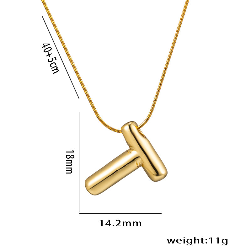 simple style letter stainless steel plating 18k gold plated necklace