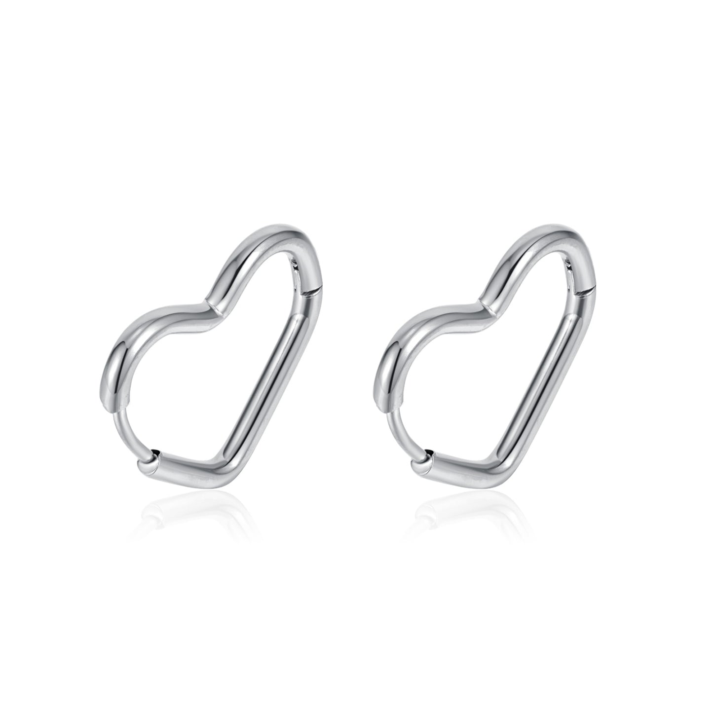 1 pair simple style heart shape stainless steel titanium steel earrings