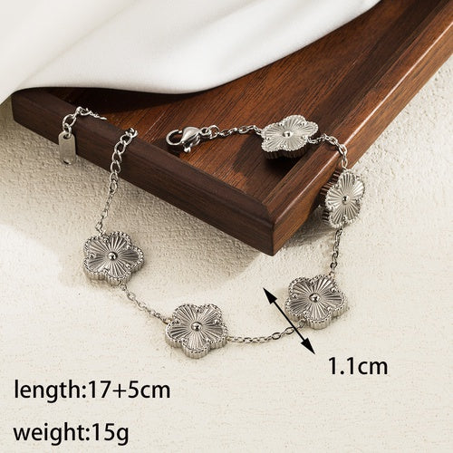 Basic vintage style flower stainless steel plating 18k gold plated bracelets