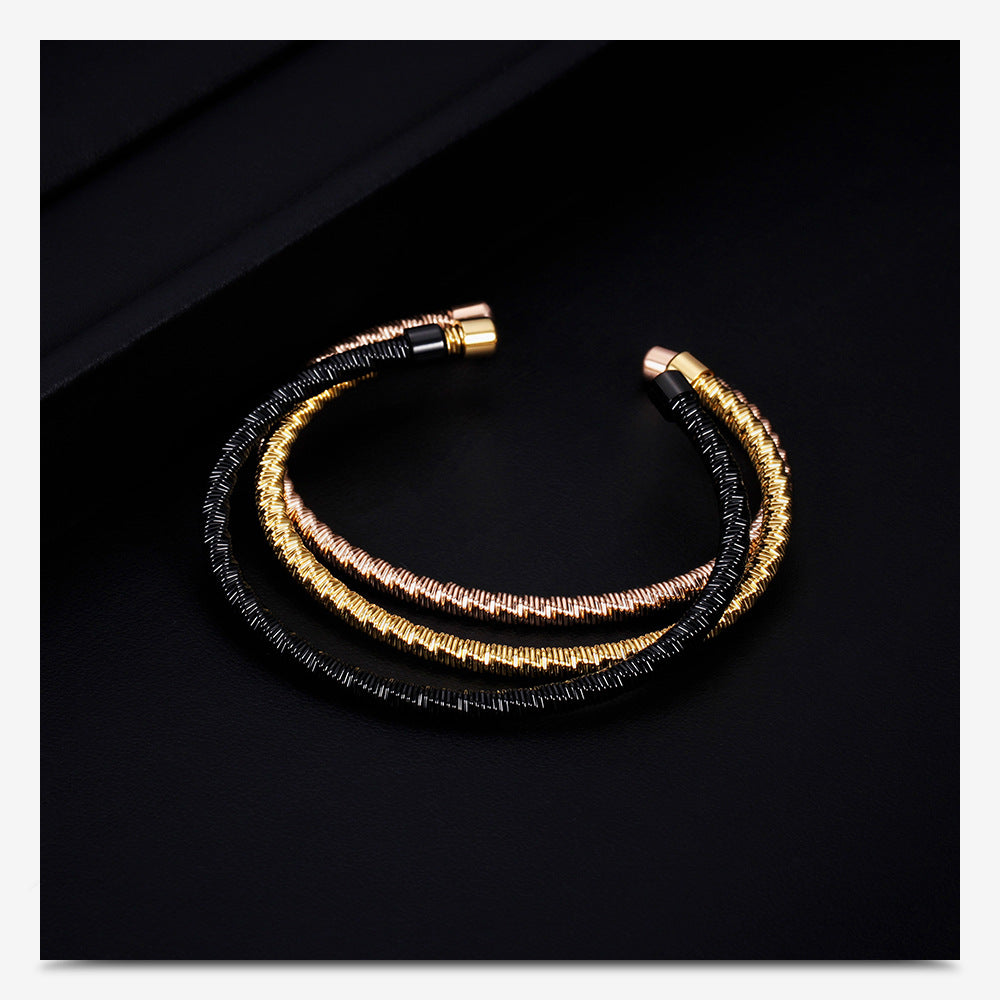 simple style solid color titanium steel plating gold plated bangle