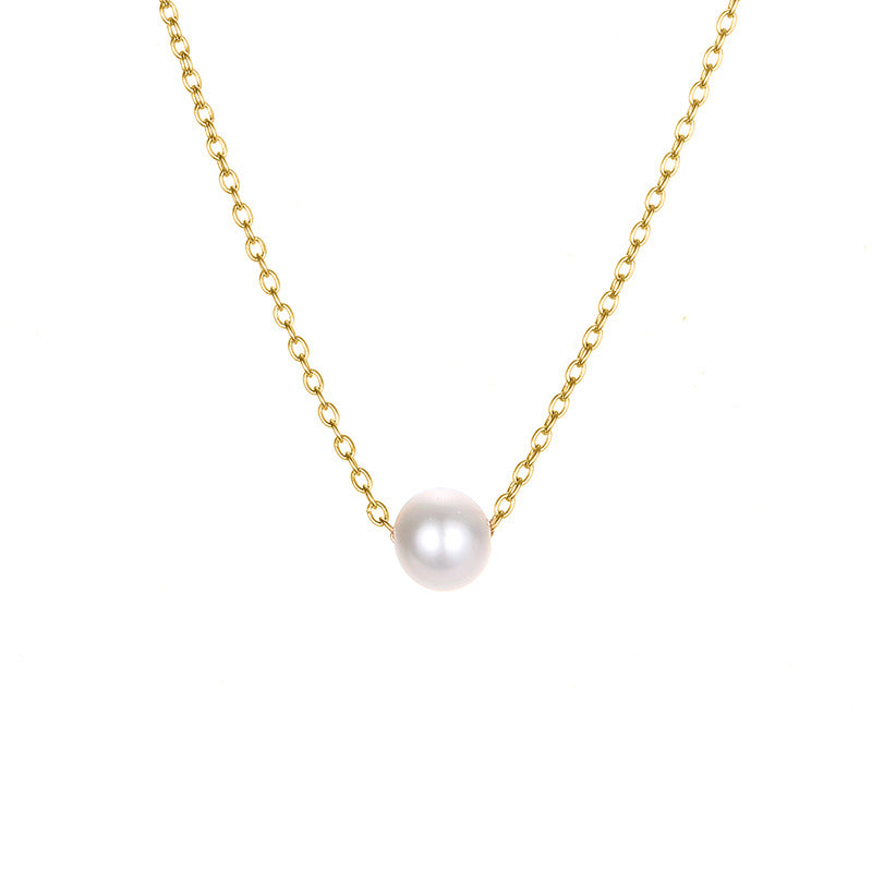 explosion accessories simple pearl pendant stainless steel gold-plated necklace clavicle chain distribution