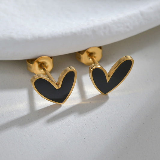 elegant lady commute heart shape plating stainless steel 18k gold plated ear studs