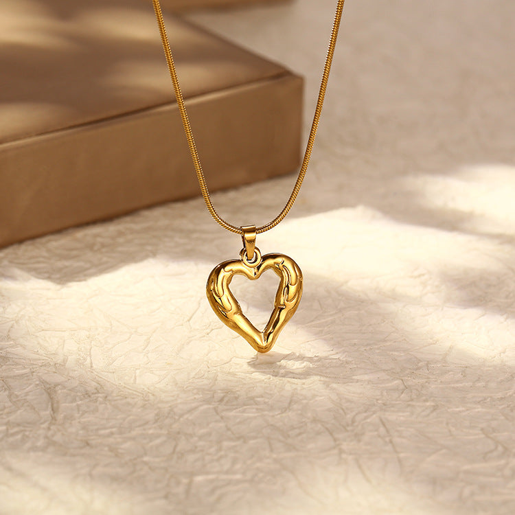 Elegant romantic heart shape stainless steel plating pendant necklace