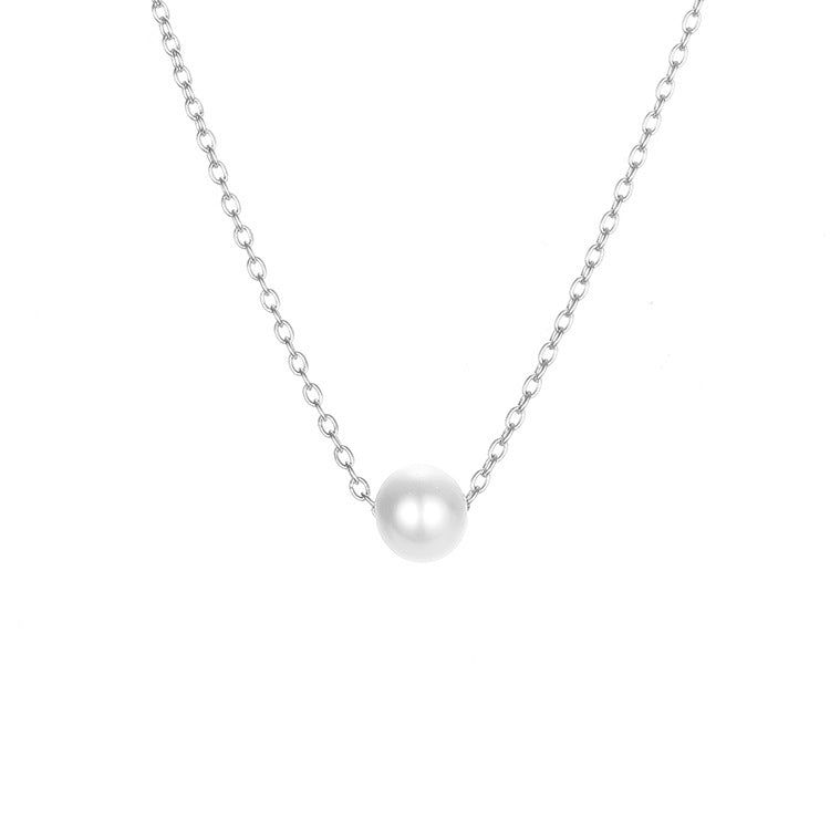 explosion accessories simple pearl pendant stainless steel gold-plated necklace clavicle chain distribution