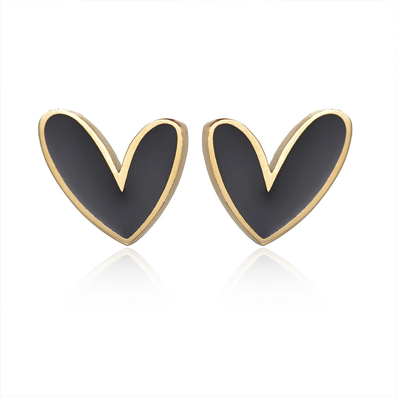 elegant lady commute heart shape plating stainless steel 18k gold plated ear studs