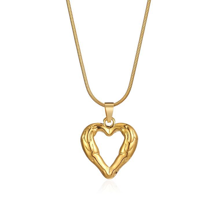 Elegant romantic heart shape stainless steel plating pendant necklace