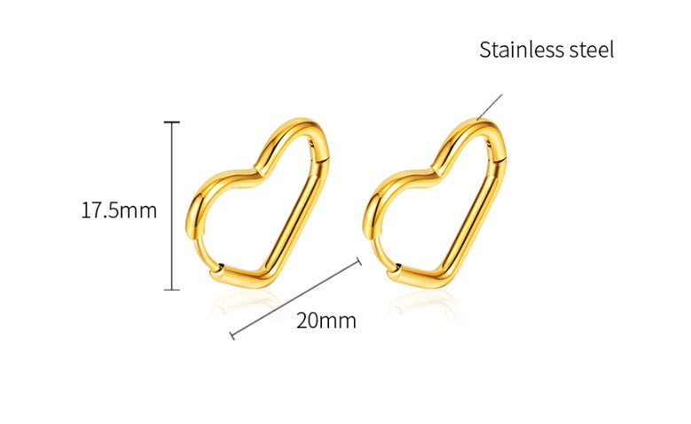 1 pair simple style heart shape stainless steel titanium steel earrings