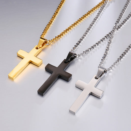 commute cross stainless steel unisex pendant necklace