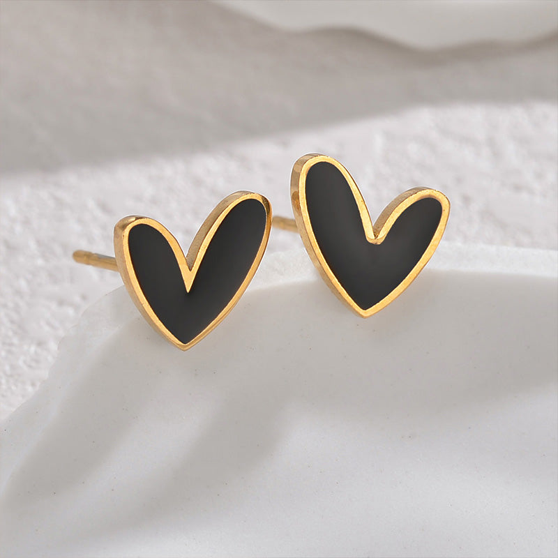 elegant lady commute heart shape plating stainless steel 18k gold plated ear studs