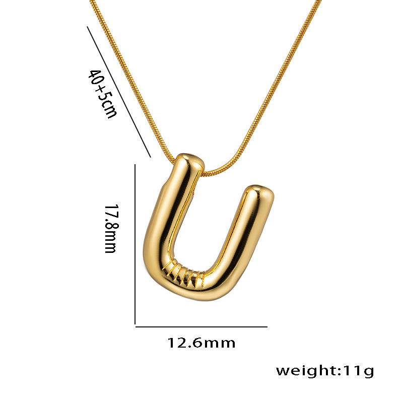 simple style letter stainless steel plating 18k gold plated necklace